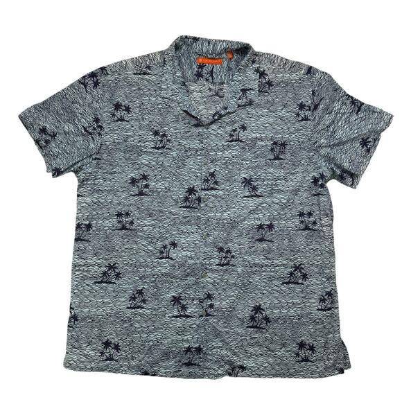 TORI RICHARD Blue Purple Waves 100% Cotton Lawn Button Up Shirt Size 3X Mens - Picture 1 of 6